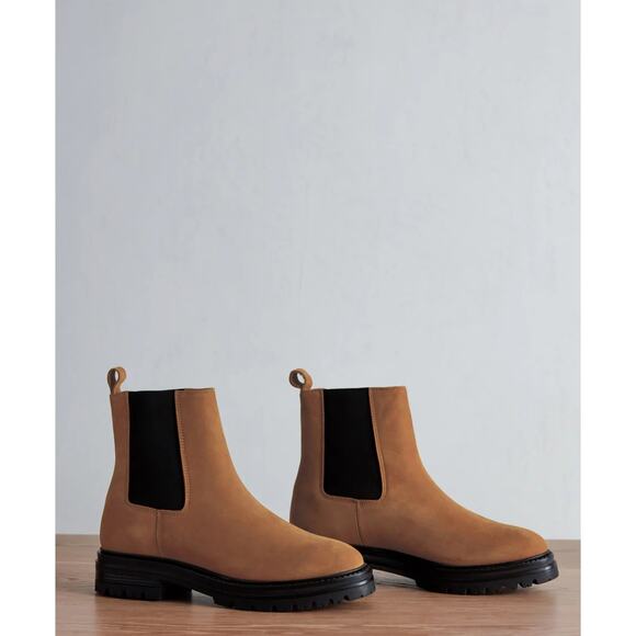 Jenni Kayne Brown Walnut Suede Brooklyn Lug Chelsea Boots Size 36 - Picture 2 of 7